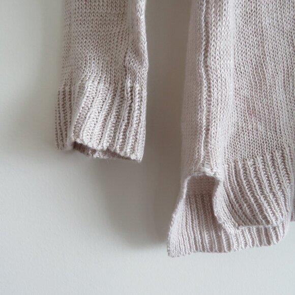 MARGARET O'LEARY 100% Linen Loose Fit Knit Sweater Neutral Tan Beachy - Size S - Picture 6 of 16